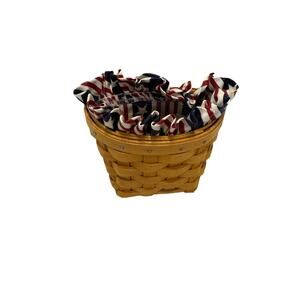 1997 Longaberger Oregano Basket w/Stars & Stripes Liner & Protector 5L 3W 3.5H